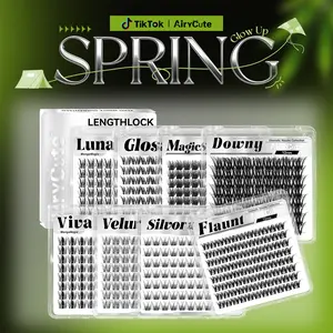 AiryCute One-Size Collection | LengthLock Lash Clusters Luna Glosa Viva Velure Flaunt Bubble 8mm-16mm | 12mm 14mm 16mm Ultra-Dense Waterproof Long-Lasting DIY Lashes For Flawless Look