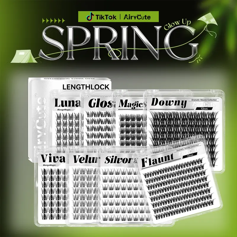 AiryCute One-Size Collection | LengthLock Lash Clusters Luna Glosa Viva Velure Flaunt Bubble 8mm-16mm | 12mm 14mm 16mm Ultra-Dense Waterproof Long-Lasting DIY Lashes For Flawless Look