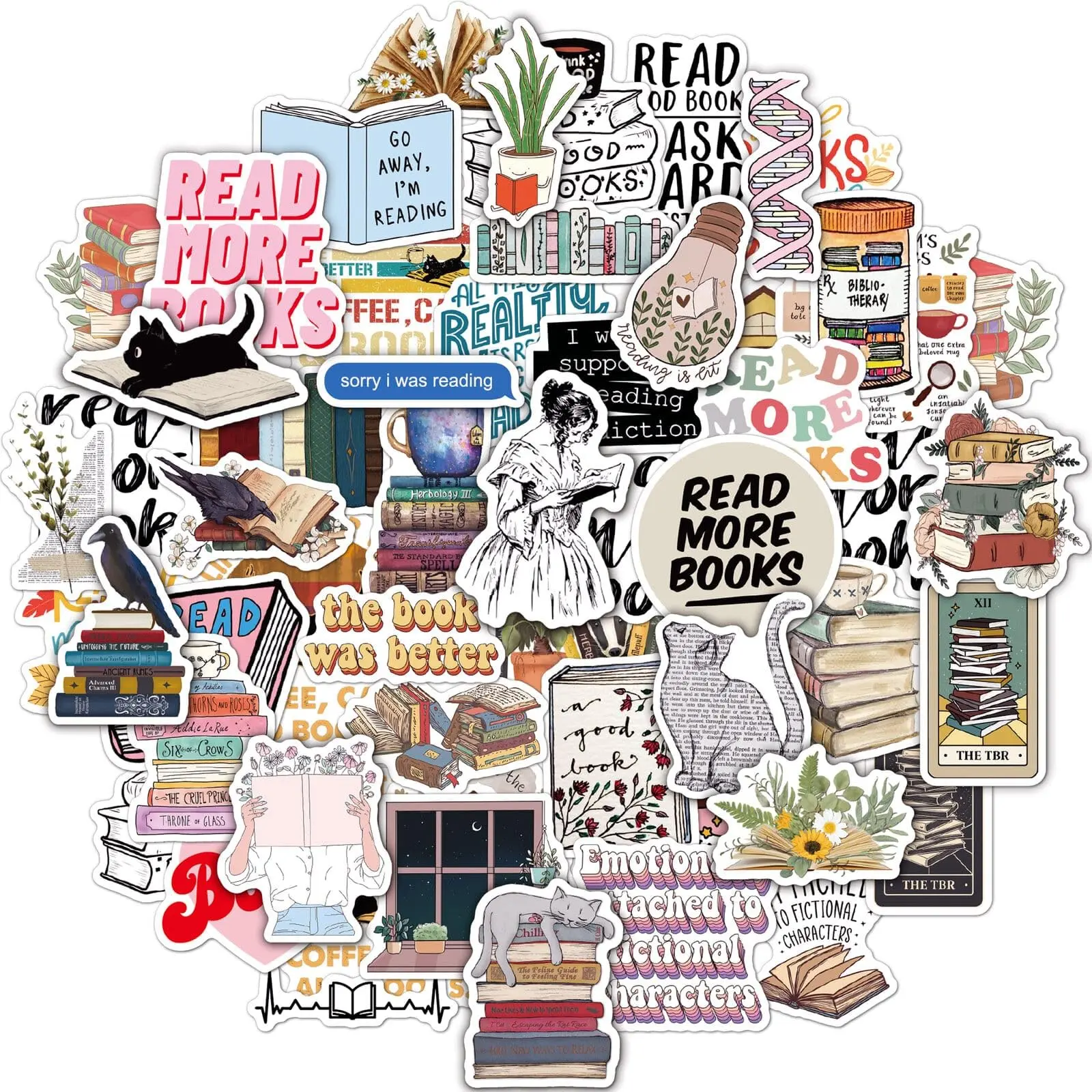 Bookish Sticker, 100pcs/set Waterproof Matte Finish Sticker, Book Reading Stickers, Reading Accessories & Perfect Gift for Kids, Teens & Adults Includes Sticker