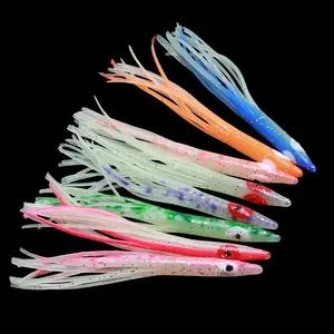 10 Glow Squid Soft Lures, New 8cm Squid Skirt, Strong Glowing Bait, Sea Fishing Accessories, Squid Clip Soft Lure