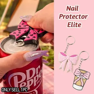 Keychain Can Opener, Soda Can Opener, Butterfly Knot Design, Nail Protection Ring, Compact and Portable, Stylish Keychain Bottle Opener