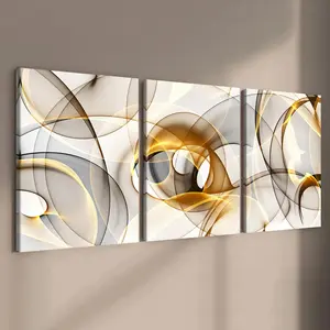 Abstract Pattern Print Art Canvas Painting with Wooden Frame, 3 Counts Modern Minimalist Design Artistic Wall Art Painting, Wall Decor for Home Living Room Bedroom Office, Art Wall Decoration