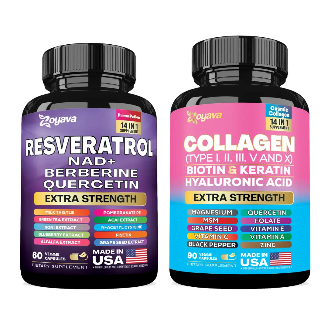 Zoyava Beauty Renewal Duo: Resveratrol & Collagen Complex - All in 1 Supplements Zoyava Beauty Renewal Duo: Resveratrol & Collagen Complex - All in 1 Supplements