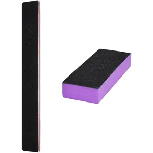 Nail File and Thin Buffer Block, Reusable Black Rectangle Shape Double Sided Manicure Tools with 100/180 Grit, Thin Sanding Buffing Grinding Plisher File