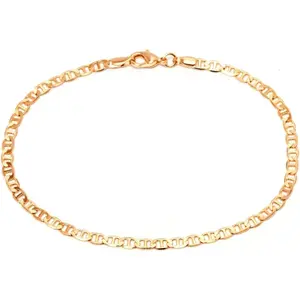 Gold Anklet for Women Flat Mariner Anklet 18K Gold Plated Flat Marina Link Anklet for Women - Made In Brazil