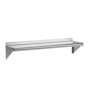 【GARVEE】Stainless Steel Shelf Wall Mounted, NSF Commercial Wall Shelf, Floating Shelving for Kitchen, Restaurant, Home, Hotel, 48 x 12 Inches Flat Surface