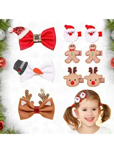 Gingerbread Man Hair Clips, Leather Bow Edge Clips, Deer Headband, Cute and Stylish Hair Accessories for Kids