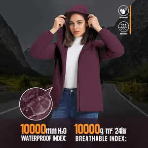 33,000ft Fleece Lined Rain Coats,Lightweight Waterproof Rain Jackets with Hood Windproof Cycling Jackets