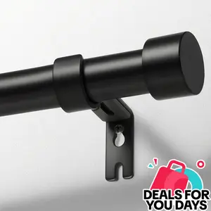 Inovaday Heavy Duty Curtain Rods for Windows, Drapery Rods with Adjustable Curtain Rods, Outdoor Modern Curtain Rod with Simple End Caps Black Outdoorfun