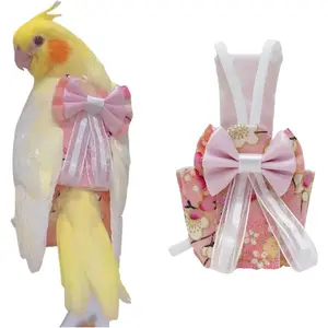 Bird Flight Suit Diapers for Monk Parakeets Cockatiels, Bird Training Nappy Suit Liners Parrot Clothes Costume (Large, Light Pink)