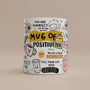 [Sale off up to 50%] Motivational Mug of Positivi-tea, Positivity Coffee Mug, Self Care Cup for Her, Inspirational Quote Gift, Positive Daily Affirmations, 11oz & 15oz ceramic mug