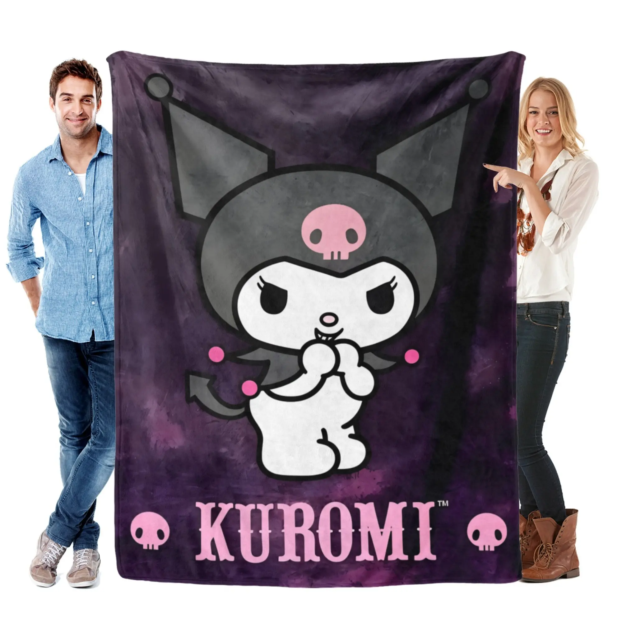 Kuromi Super Soft Throw Blanket - Edgy Y2K Sanrio Room Decor Bedding