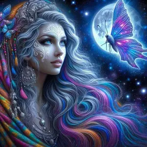 5D DIY Full Drill Round Diamond Painting - Diamond Art Kit Colorful Butterfly Mosaic, Canvas - DIY Wall Decoration, Home Wall Decor, Suitable for Halloween and Christmas, Birthday and Anniversary Gifts