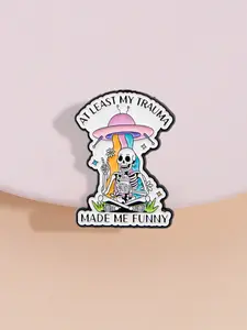 Humorous Badge, Trauma Healing Series, at Least My Trauma Made Me Funny, Alien Skull Design, Mental Health Encouragement Pin, Flower Brooch, Decor Pins, Lapel Pins