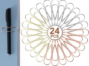 24 Pack Pen Holder for Notebook, Multi-Purpose Metal Paper Clip Pencil Holder, Easy to Use for Office,School,Bank,Classroom Must Haves,Teacher Supplies Accessories,Desk Organizer,Small Gift