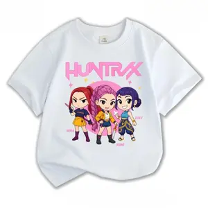 Huntrix Kitten Kpop Demon Hunters Printed Pure Cotton Loose T-Shirt, For Unisex Children, Tee, L3, Wzxinsheng, [COD]