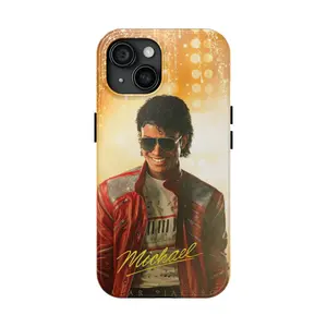 Michael Jackson Tough Phone Case with Iconic Glove Pose & Gold Signature - 2D Design Suitable for iPhone 17-11 Pro Max/Plus and Samsung Galaxy S23-25 - Impact Resistant Polycarbonate & TPU Lining - Protective Phone Cover