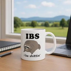 IBS I be shi*** racoon coffee mug White glossy mug IBS work mug