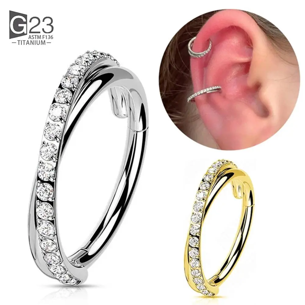 Implant Grade G23 Titanium Hinged Seamless Earrings Clicker Hoop Ring for Cartilage Helix Rook Septum Daith Tragus Conch