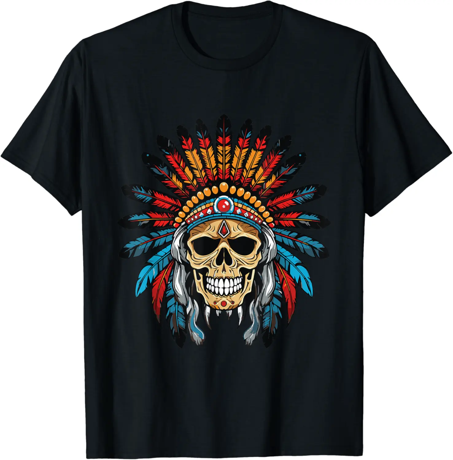 Apache Skull Head Chief Symbol Indian Colorful T-Shirt - Parisbus Shop 97B0CRZCNXBW
