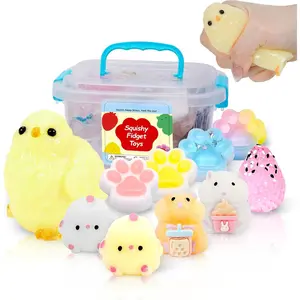 10 Pack Taba Squishies with Toy Box & Cute Stickers, Kawaii Squishy Stress Relief Toys Party Favors for Kids 4-8 8-12, Squishy Sensory Fidget Toys for Kids ,Birthday Xmas Gifts for Girls&Boys