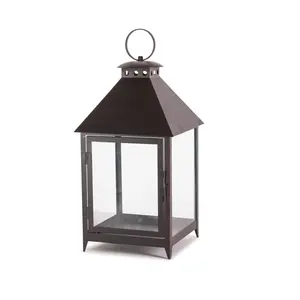 360 Stand Black Flameless Floor Lantern Candle Holder Set of 2, 1 Size, Indoor/Outdoor Decorative Country-Style Accessory, Ornaments for Home Decor, Flower-Complementary Gift Item, Iron