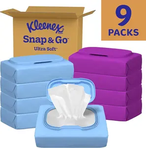 Kleenex Snap & Go Ultra Soft 3-Ply Facial Tissues & Napkins, 4 On-the-Go Packs, 25 Tissues per Pack, Packaging May Vary, Napkin