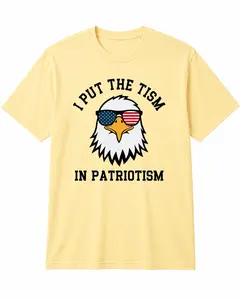 I Put The Tism In Patriotism Shirt, Funny Eagle Sunglasses Patriotic Graphic Tee Autism Pride USA, Tism In Patriotism T-Shirt, Bald Eagle Flag Glasses Graphic Tee Sarcastic Patriotic Humor Vintage