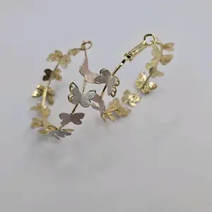 butterflies beautiful hoops medium zises elegant earrings gold-plated three colors