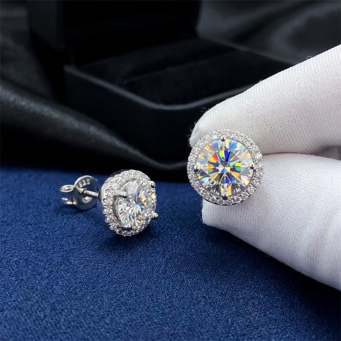 [2026 Trend Alert] Men's S925 Sterling Silver Round Cubic Zirconia Stud Earrings - Casual Sparkling Jewelry Gift for Him, Pretty Studs, High Quality Earrings