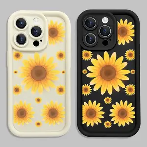 Phone case with classic round sunflower design, TPU shockproof full protection case, suitable for iPhone 17/16/15/14/13/12/11 PRO MAX PLUS AIR E XS and PROMAX MINI, an ideal gift for friends and family, T845