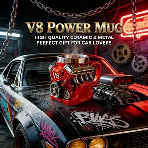 Gift Idea - Cup - Engine-Themed Cup V8 Engine Shape Gift Creative Cup Engine Theme Father's Day Christmas Perfect Gift for Husband Mechanic Car Enthusiast