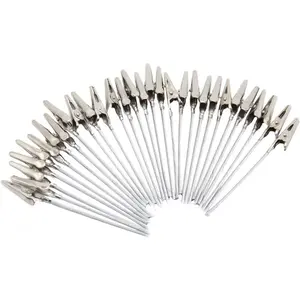 50 Pack Metal Wire  Clamp, 4'' Long-Tailed  Iron Clip, Stand Photo Holder Stand Memo Clip (WE1-D1)