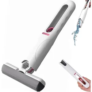 Portable Self-Squeeze Short Mop, Mini Lazy Hand Wash-Free Strong Absorbent Mop, Wet and Dry Use, Floor Cleaning System for Bathroom Kitchens Tableware Desktop Glass (1 Cotton Head + 1 Squeeze Handle) small mop 2 month  old linoleum soap highly scented