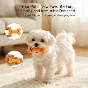 1pcs Small Dog Interactive Toy, Sound Making Puppy Self-Amusement Toy, Durable Chewable Puzzle Ball, Battery-Free Intelligence Training, Cute Bone Shape