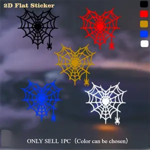 1PC Gothic Cute Cool Logo Sticker, Car Stickers, Stick on car windows Multi-color heart-shaped spider web + small spider decor adds personalized cool vibe, Gothic lovers use as gothic cute-stylish decoration