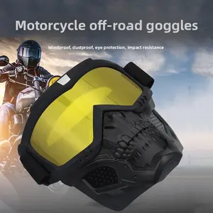 Retro Harley Integrated Goggles Face Mask, Wind & Sand Proof, Tactical Glasses for Motorcycle Riding, Halloween Costume Mask, Cosplay Mask