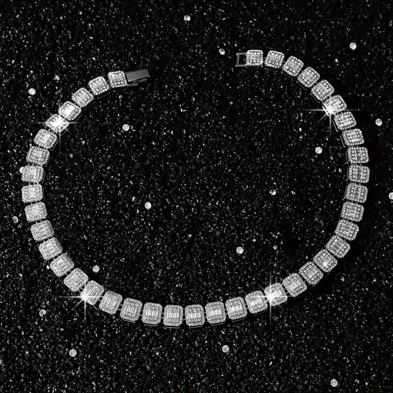 Unisex Hip Hop 12mm 16" 18" 20" Iced Baguette Cubic Zirconia Choker Chain Necklace Jewelry Men Women