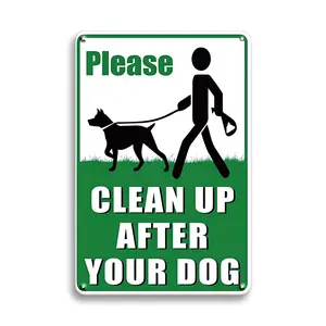 Please Clean Up After Your Dog Tin Sign, 1 Count Sign Plaque for Yard, Durable Double-sided Dog Sign for Lawn