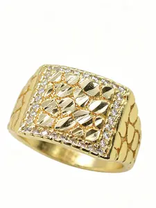 Men's Geometric Rhinestone Ring, Street Style Daily Wear, Halloween Party Birthday Gift, Unique Fashion Accessory