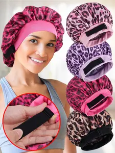 Adjustable Leopard Print Sleep Cap, Unisex Headwear for All Sizes, Comfortable Sleeping Accessory, Ideal for Braids and Curls, Hair Care Cap