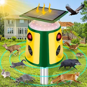 360-degree multi-functional bird repeller - three-sided infrared sensor animal repeller - variable-frequency ultrasonic rodent repeller - suitable for courtyards, gardens, and farms