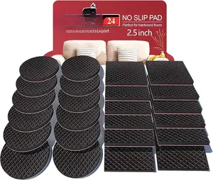 Non Slip Furniture Pads -24 pcs 2.5" Furniture Grippers, Non Skid for Furniture ,Self Adhesive Rubber Furniture , Anti Slide Furniture Hardwood Floor Protector for Keep Couch Stoppers