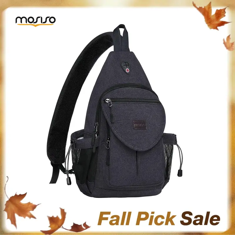 MOSISO Unisex Canvas Versatile Crossbody Bag - Adjustable Strap, 5 Carry Modes, 6-11" Tab Fit, Anti-theft Pocket, Water Bottle Holder, Earphone Hole, All Seasons Casual Sports Gym Travel Bag