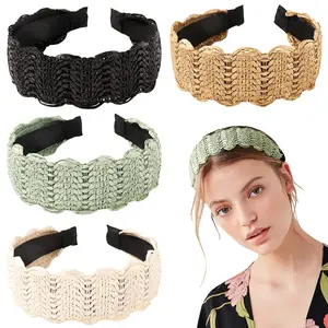 Women's Hair Headbands - Rattan Summer Straw Headbands for Girls - Cute Wide Raffia Woven Hairbands - Tan Beauty Product Beech Hair Accessories