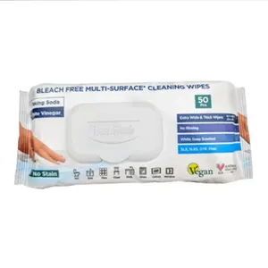 [DeepFresh] 3-in-1 Disinfecting Wipes Eco-Friendly - Antibacterial Multi-Surface Cleaner for Kitchen/Bathroom, 50 Lemon Fresh Sheets