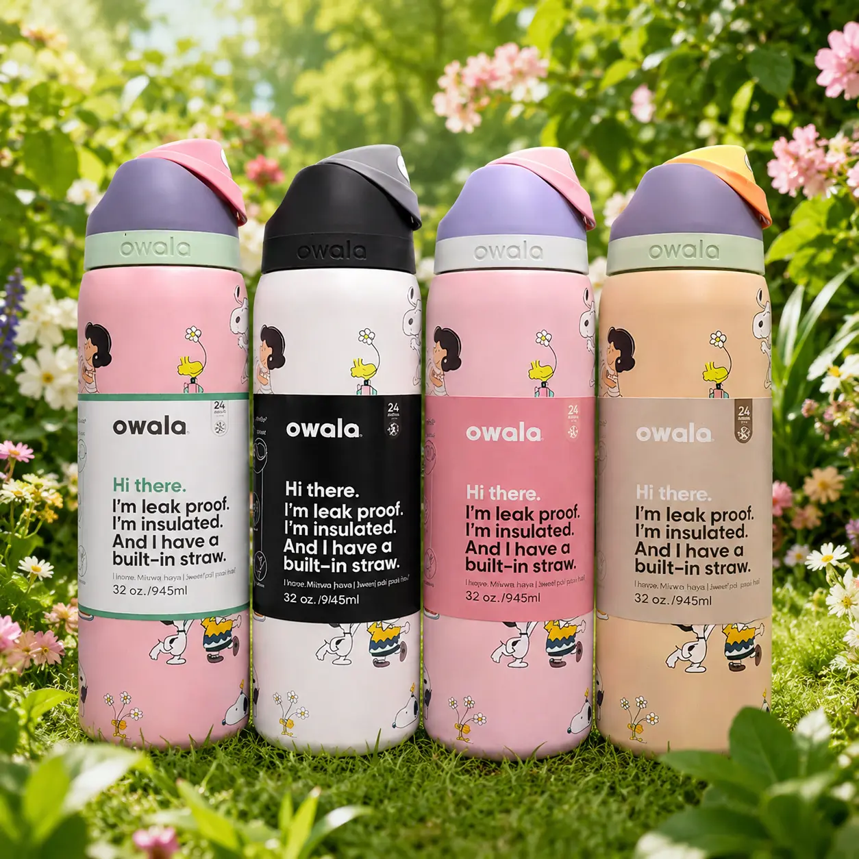 Owala 32oz FreeSip Insulated Water Bottle with Built-In Straw | BPA-Free | Leak-Proof | Keeps Cold 24H & Hot 12H | Colorful Winter Collection