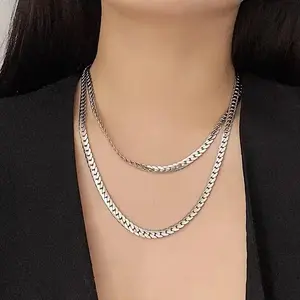 Unisex Silver Chunky Chain Hip-Hop Statement Necklace, Fashion Accessory, Ideal for Festive Wear, Gift-Ready