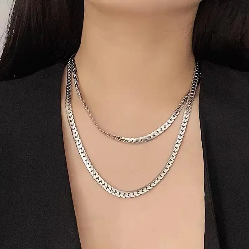 Unisex Silver Chunky Chain Hip-Hop Statement Necklace - Fashion Accessory, Enhance Your Look, Party-Ready, Gift-Ready