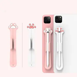 Cute Cat Paw Design Stylus Pen Case, Touch Screen Pen, 1 Count Silicone Pen Sleeve for Apple Pencil 1 2, Adhesive Tablet Pen Slot, Cute Stylus Pencil Case
